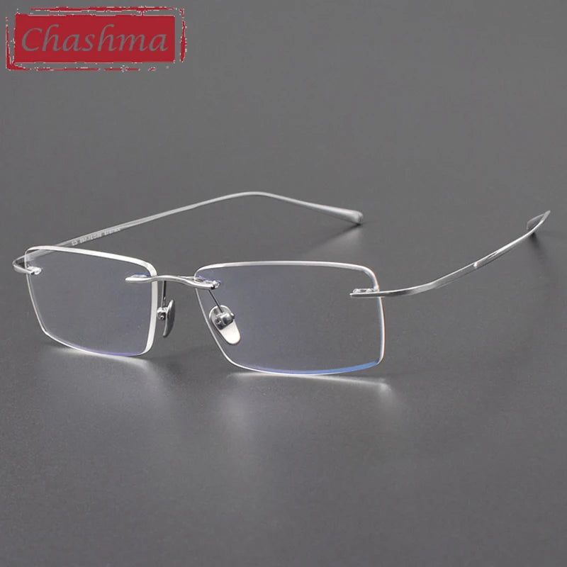 Chashma Unisex Rimless Square Titanium Eyeglasses 881818.
