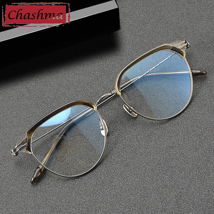 Chashma Unisex Full Rim Oval Round Acetate Titanium Eyeglasses 882410