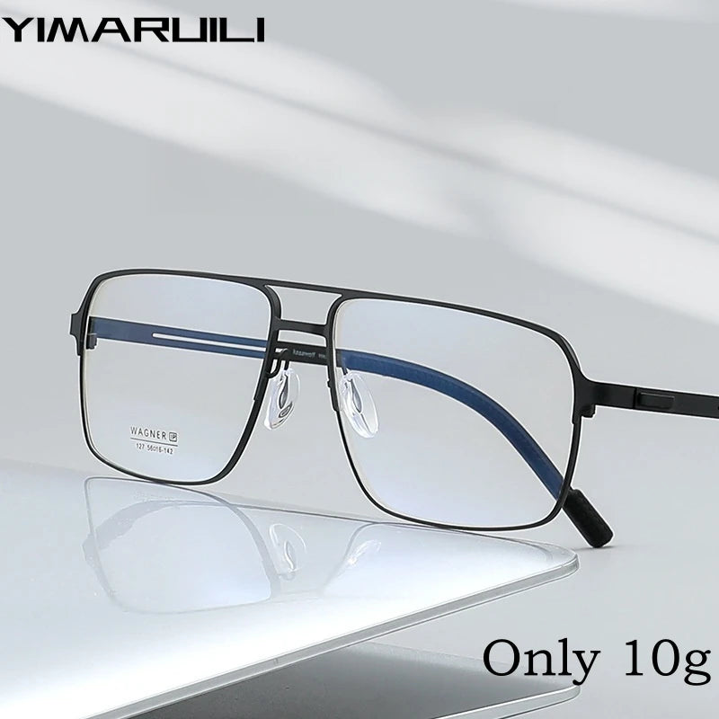 Yimaruli Mens Small Full Rim Double Bridge Square Titanium Eyeglasses 127As Full Rim Yimaruili Eyeglasses   