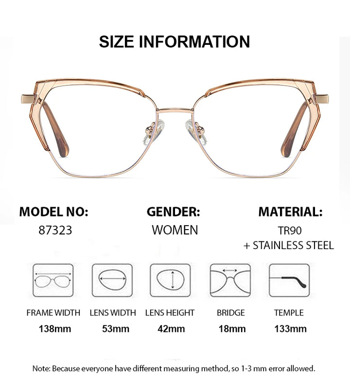 Chashma Women's Full Rim Square Cat Eye Tr 90 Alloy Eyeglasses 87323 Full Rim Chashma   