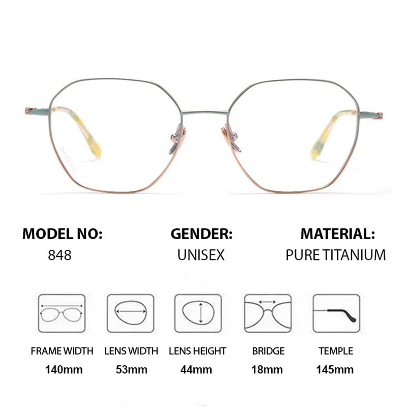 Chashma Ochki Unisex Full Rim Flat Top Oval Titanium Eyeglasses 84824