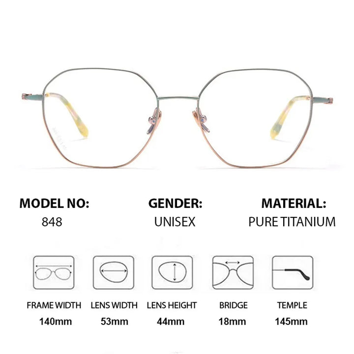 Chashma Ochki Unisex Full Rim Flat Top Oval Titanium Eyeglasses 84824