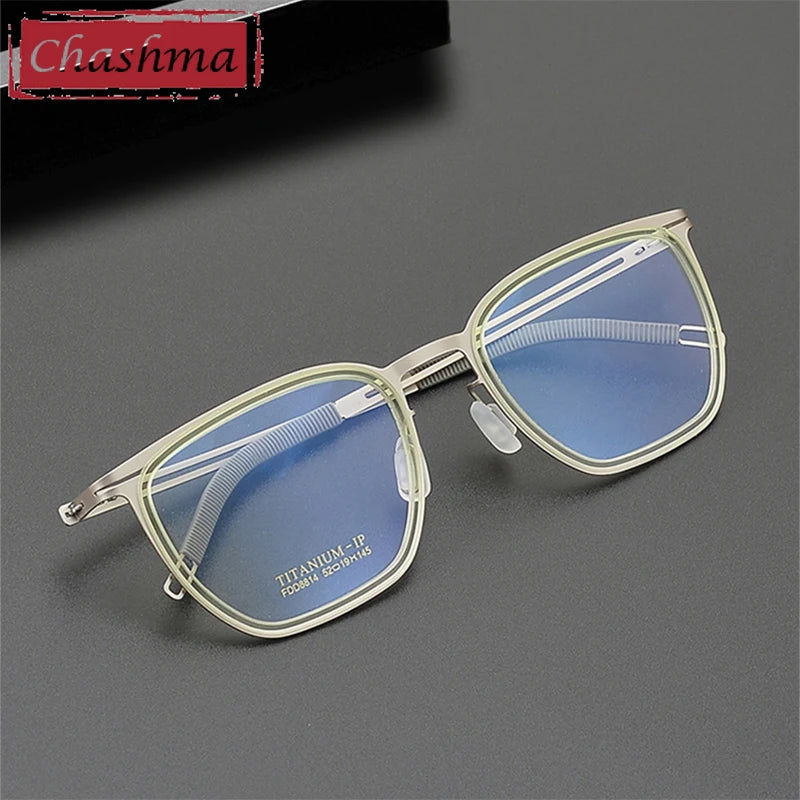 Chashma Unisex Full Rim Square Acetate Titanium Eyeglasses 8814 Full Rim Chashma   