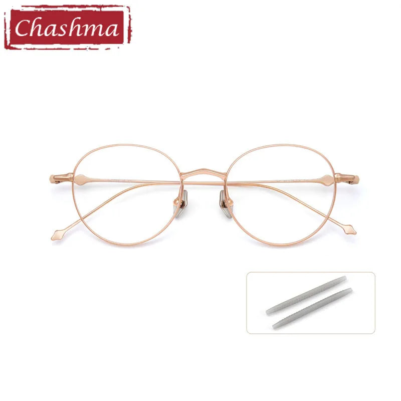 Chashma Ottica Women's Full Rim Round Titanium Eyeglasses Full Rim Chashma Ottica Rose Gold  