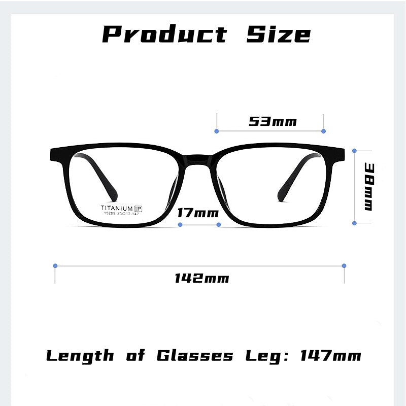 Yimaruili Men's Full Rim Square Acetate Titanium Eyeglasses 15209t Full Rim Yimaruili Eyeglasses   