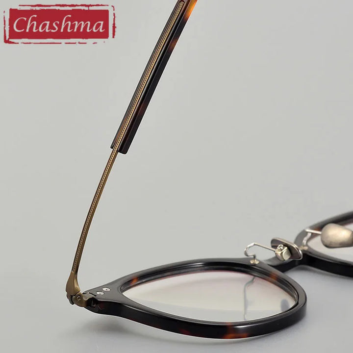 Chashma Unisex Full Rim Round Acetate Titanium Eyeglasses 0123 Full Rim Chashma   