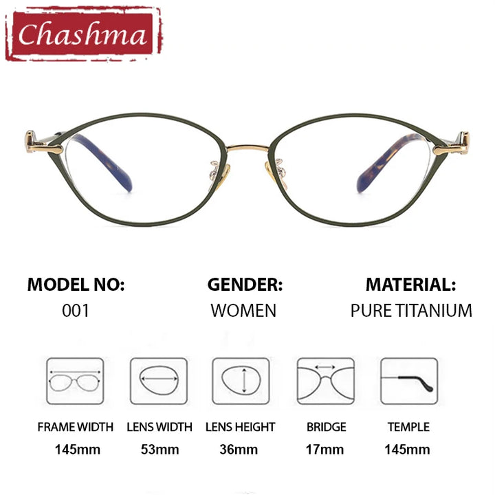 Chashma Ottica Women's Full Rim Oval Titanium Eyeglasses 67001