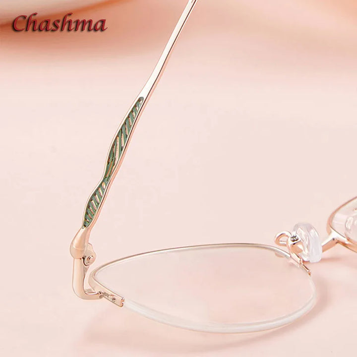 Chashma Ochki Women's Semi Rim Oval Stainless Steel Eyeglasses 34579 Semi Rim Chashma Ochki   