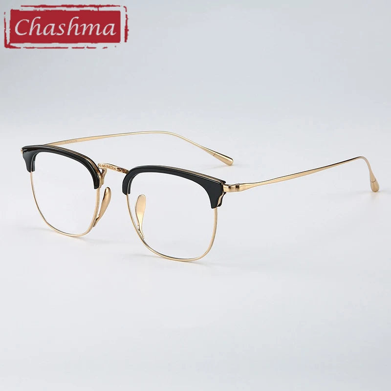 Chashma Ochki Men's Full Rim Square Titanium Acetate Eyeglasses 881902