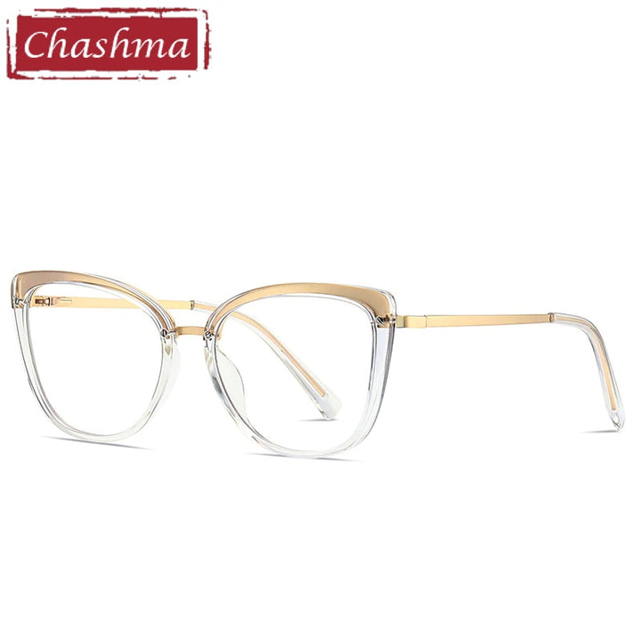 Chashma Women's Full Rim Square Cat Eye Tr 90 Titanium Spring Hinge Eyeglasses Full Rim Chashma Transparent  