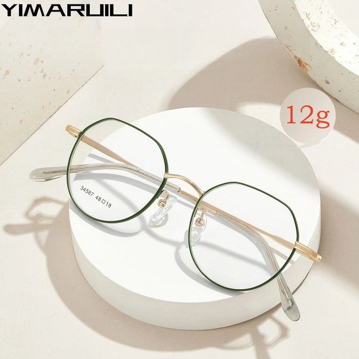 Yimaruili Unisex Full Rim Flat Top Polygon Alloy Eyeglasses Y34587 Full Rim Yimaruili Eyeglasses   