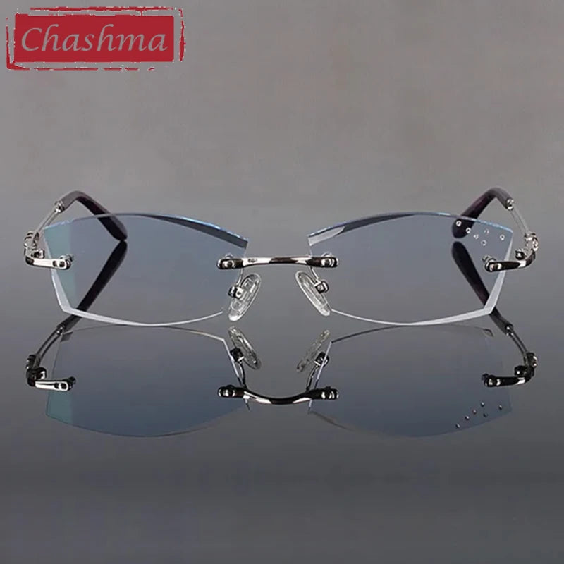 Chashma Women's Rimless Square Cat Eye Titanium Eyeglasses 771005