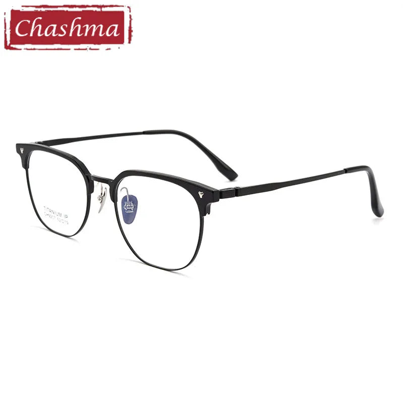 Chashma Unisex Full Rim Square Aluminum Magnesium Titanium Eyeglasses 9207 Full Rim Chashma Black  