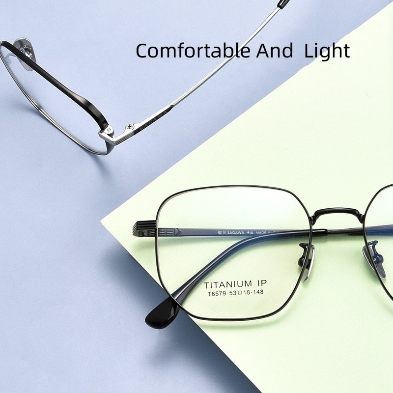 Yimaruili Unisex Full Rim Polygonal Titanium Alloy Eyeglasses n80006 Full Rim Yimaruili Eyeglasses   