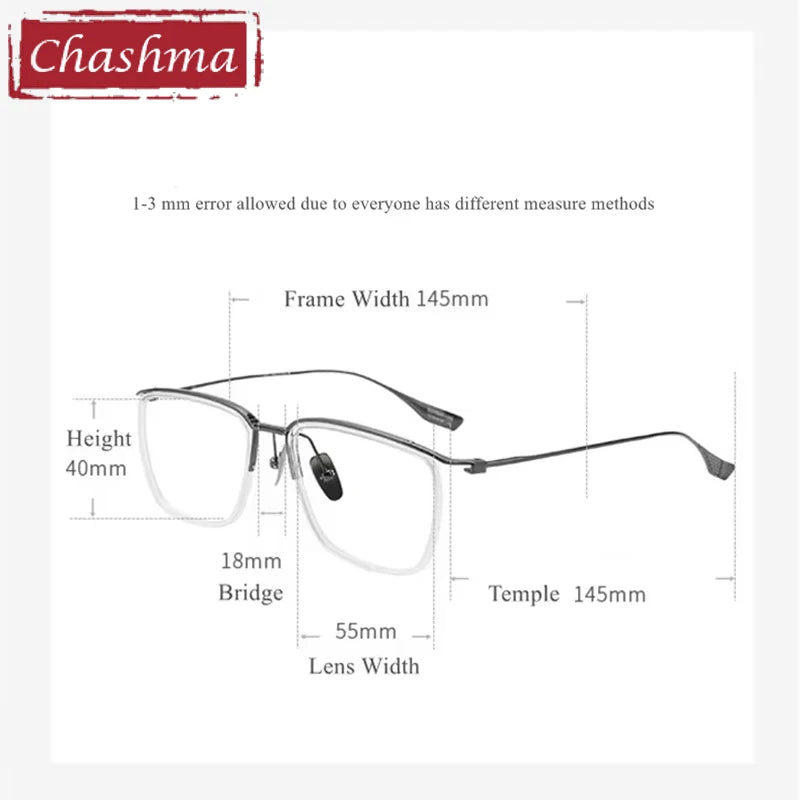 Chashma Ottica Men's Full Rim Square Titanium Acetate Eyeglasses 412106