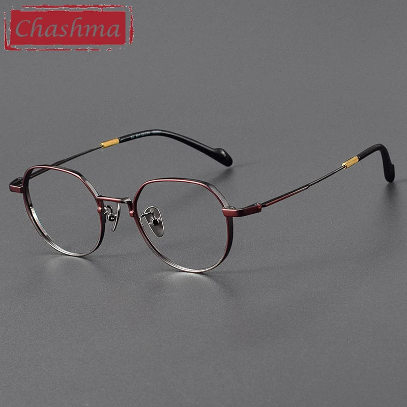 Chashma Ottica Unisex Full Rim Polygon Round Titanium Eyeglasses 20066