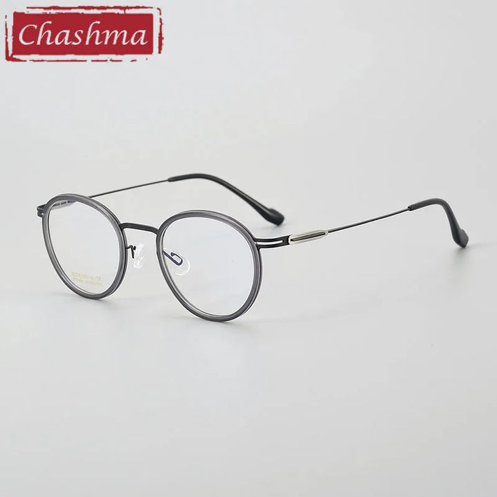 Chashma Ottica Women's Full Rim Round Titanium Acetate Eyeglasses 4004 Full Rim Chashma Ottica Trans Gray-Black  