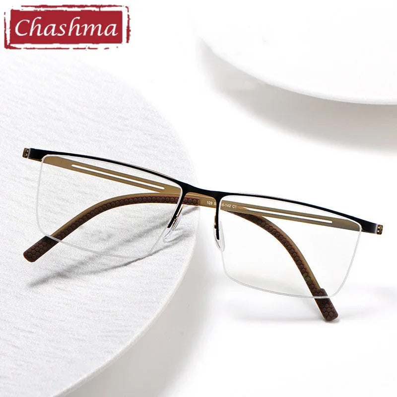 Chashma Men's Semi Rim Square Brow Line Alloy Eyeglasses 10129 Semi Rim Chashma   