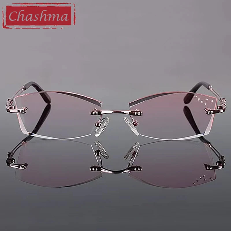 Chashma Ottica Women's Rimless Square Titanium Eyeglasses 411005