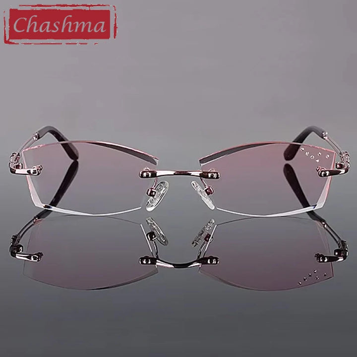 Chashma Ottica Women's Rimless Square Titanium Eyeglasses 411005