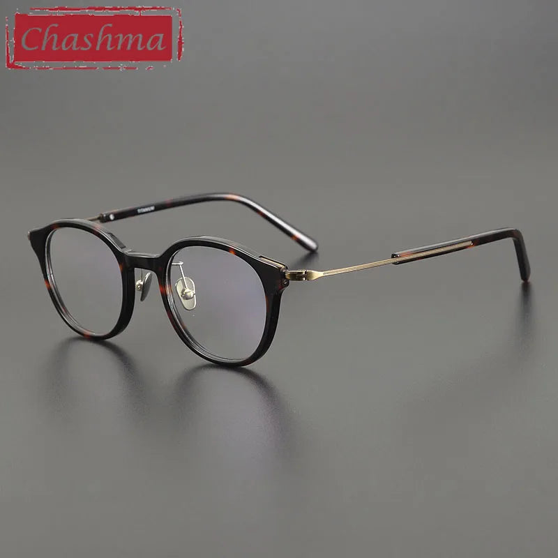 Chashma Unisex Full Rim Round Acetate Titanium Eyeglasses 0123 Full Rim Chashma   