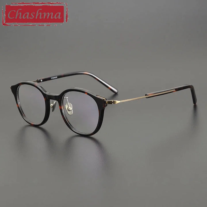 Chashma Unisex Full Rim Round Acetate Titanium Eyeglasses 0123 Full Rim Chashma   