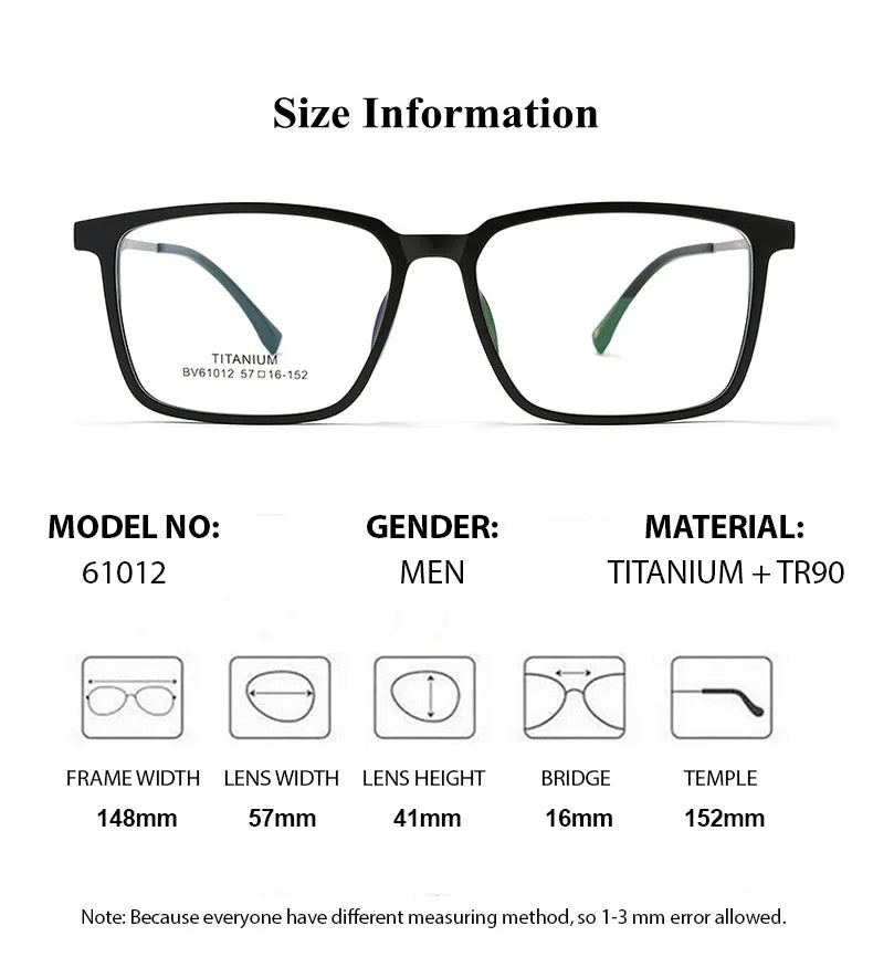 Chashma Unisex Full Rim Square Tr 90 Titanium Eyeglasses 61012