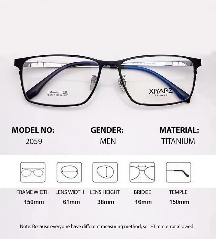 Chashma Men's Full Rim Big Square Titanium Eyeglasses 20594