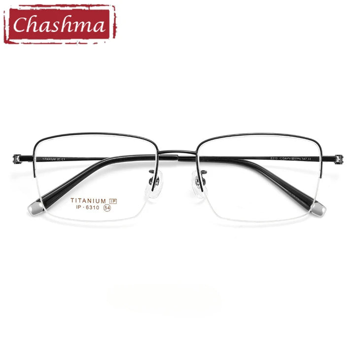 Chashma Ochki Unisex Semi Rim Polygon Square Titanium Eyeglasses 966310