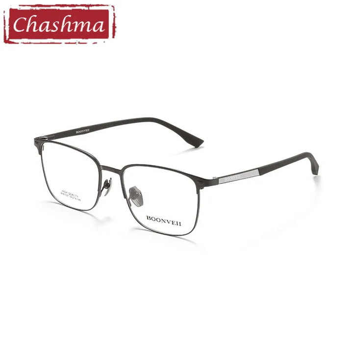 Chashma Unisex Full Rim Big Square Alloy Eyeglasses 61027 Full Rim Chashma Gray-Gun  