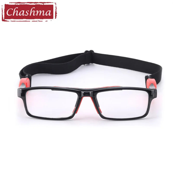 Chashma Ottica Unisex Full Rim Square Tr 90 Titanium Sport Eyeglasses C050 Full Rim Chashma Ottica Bright Black-Red  