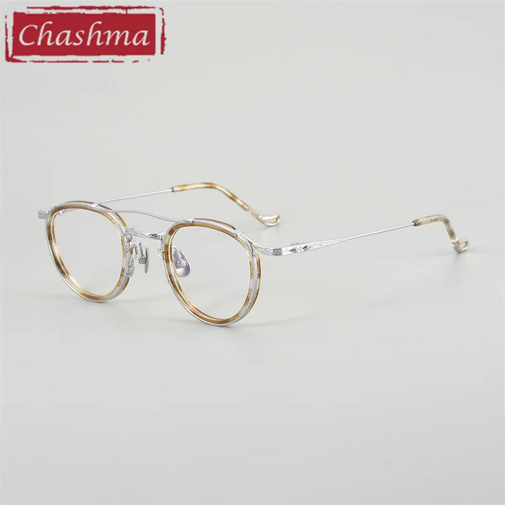 Chashma Unisex Full Rim Oval Double Bridge Acetate Titanium Eyeglasses 881715