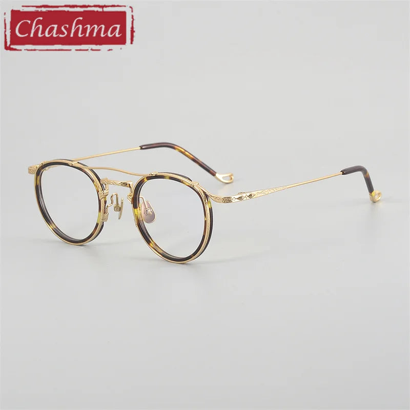 Chashma Unisex Full Rim Oval Double Bridge Acetate Titanium Eyeglasses 881715