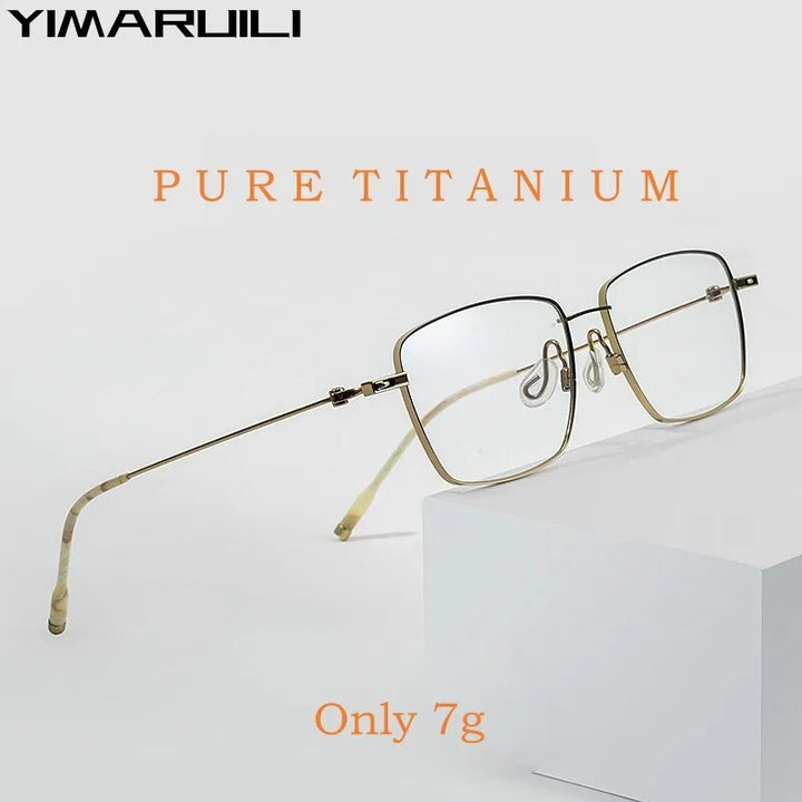 Yimaruili Men's Full Rim Square Titanium Eyeglasses 308t Full Rim Yimaruili Eyeglasses   