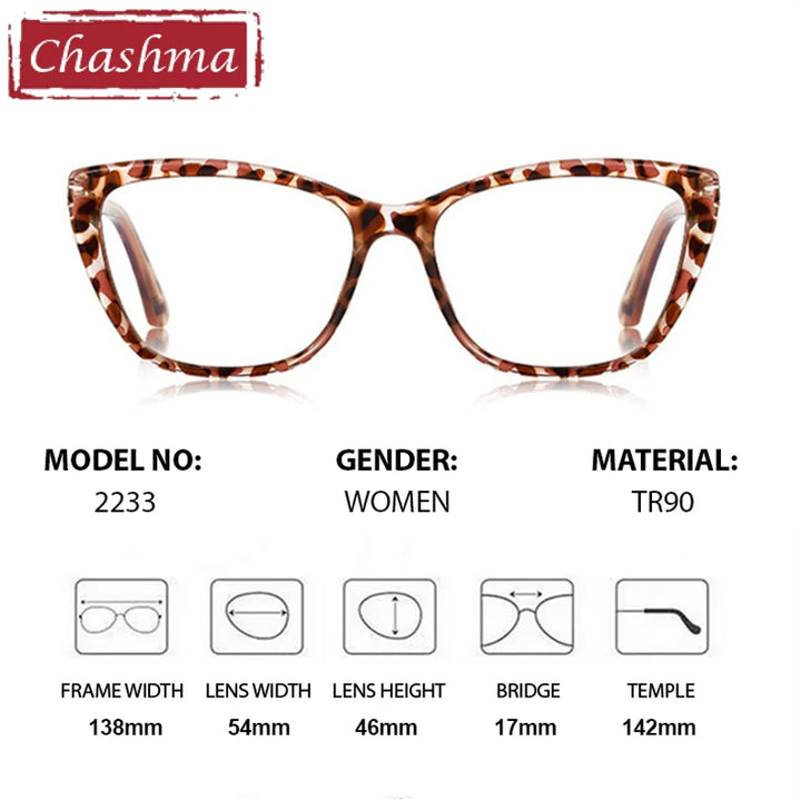 Chashma Ottica Women's Full Rim Cat Eye Tr 90 Titanium Eyeglasses 22334
