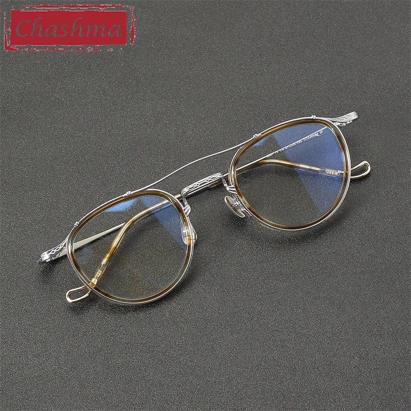 Chashma Unisex Full Rim Oval Double Bridge Acetate Titanium Eyeglasses 881715