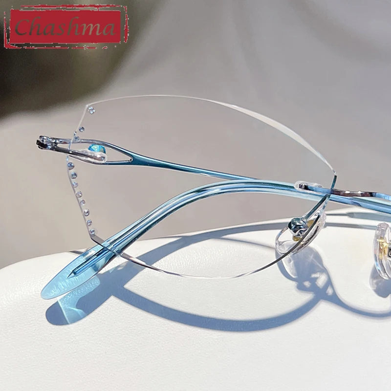 Chashma Women's Rimless Oval Butterfly Titanium Eyeglasses 698081