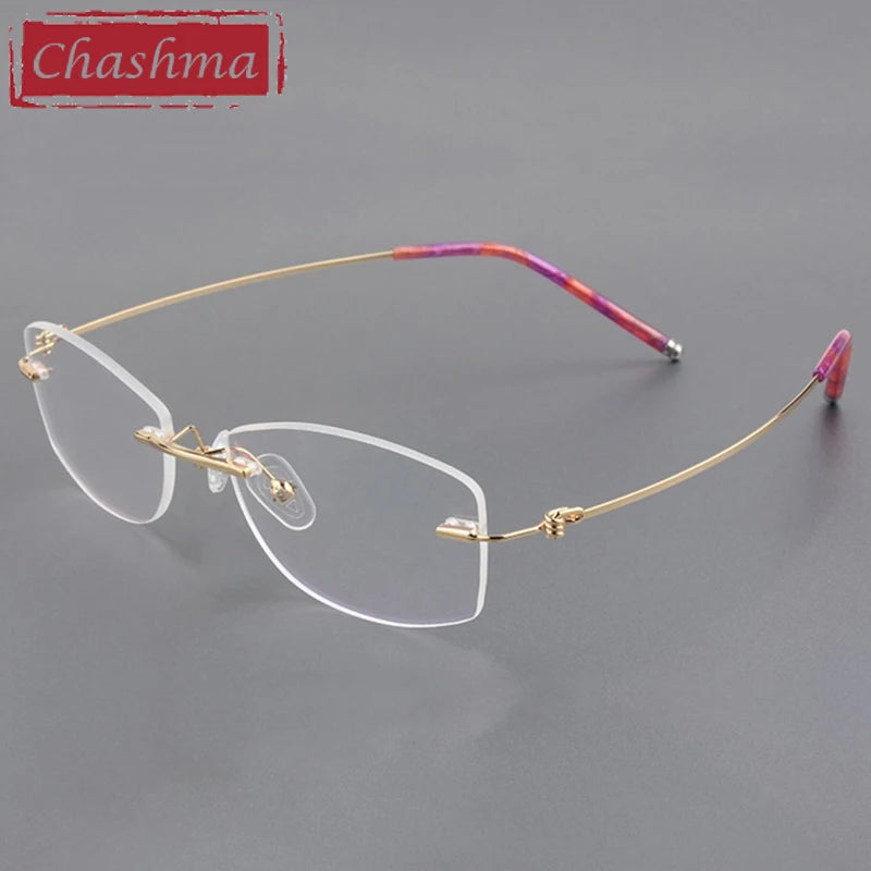 Chashma Women's Rimless Small Oval Square Titanium Eyeglasses 678587