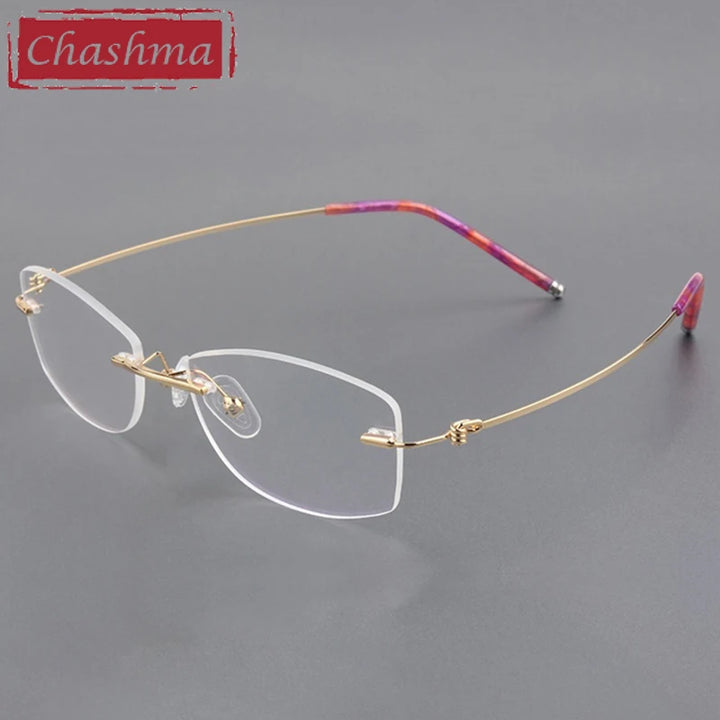 Chashma Women's Rimless Small Oval Square Titanium Eyeglasses 678587