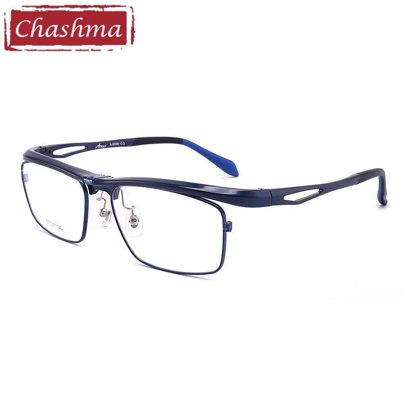 Chashma Ottica Unisex Full Rim Square Titanium Flip Up Eyeglasses 72969
