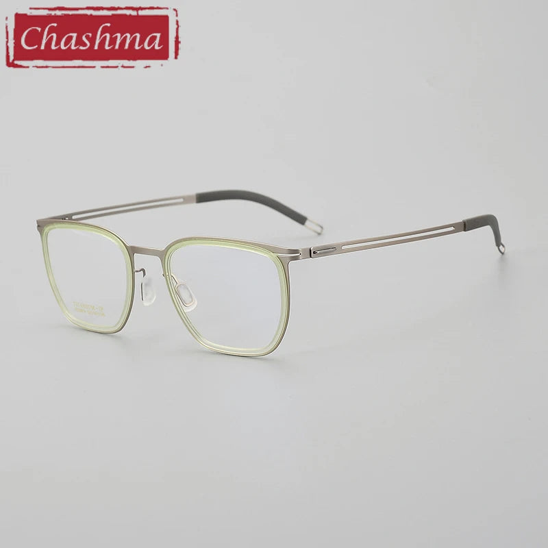 Chashma Unisex Full Rim Square Acetate Titanium Eyeglasses 8814 Full Rim Chashma Trans Yellow-Gun  