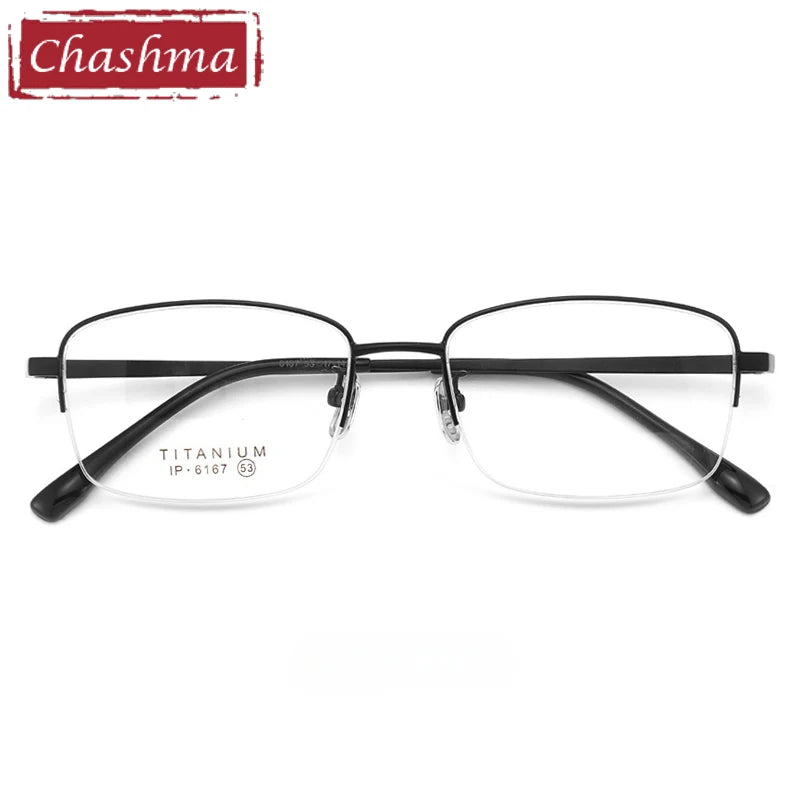 Chashma Ochki Unisex Semi Rim Square Titanium Eyeglasses 966167