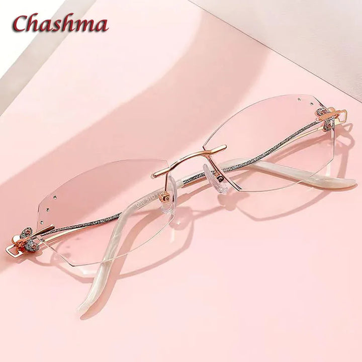 Chashma Ochki Women's Rimless Oval Square Titanium Eyeglasses 54050