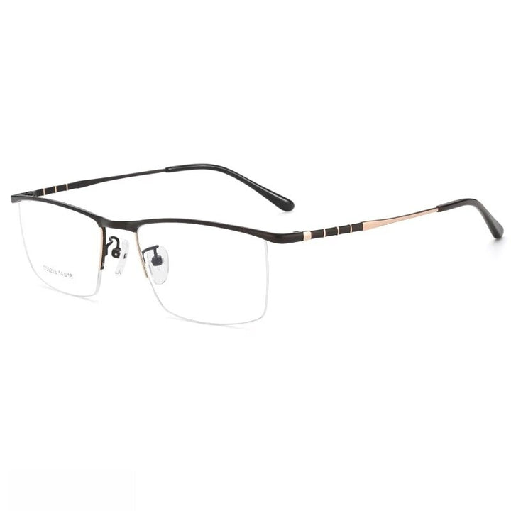 KatKani Men's Semi Rim Square Titanium Alloy Eyeglasses 33256 Semi Rim KatKani Eyeglasses rose gold  