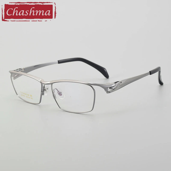 Chashma Unisex Full Rim Square Brow Line Titanium Eyeglasses 6175 Full Rim Chashma Silver  