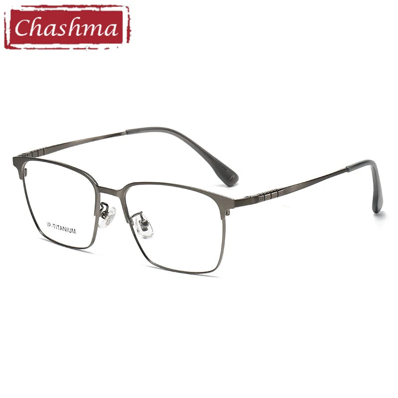 Chashma Men's Full Rim Square Titanium Eyeglasses 98601 Full Rim Chashma Gray  