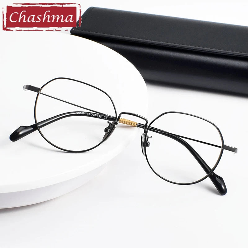 Chashma Ottica Unisex Full Rim Polygon Round Titanium Eyeglasses 20066