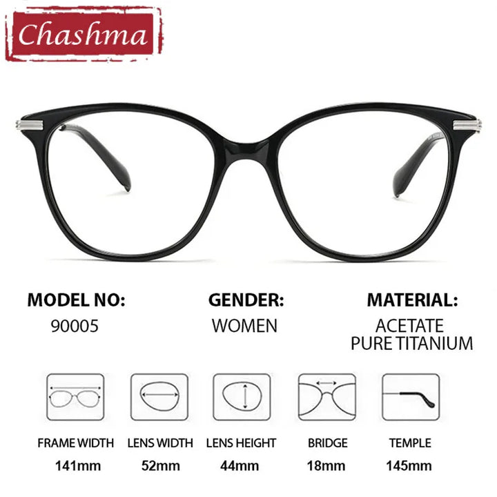 Chashma Women's Full Rim Oval Cat Eye Acetate Titanium Eyeglasses 790005