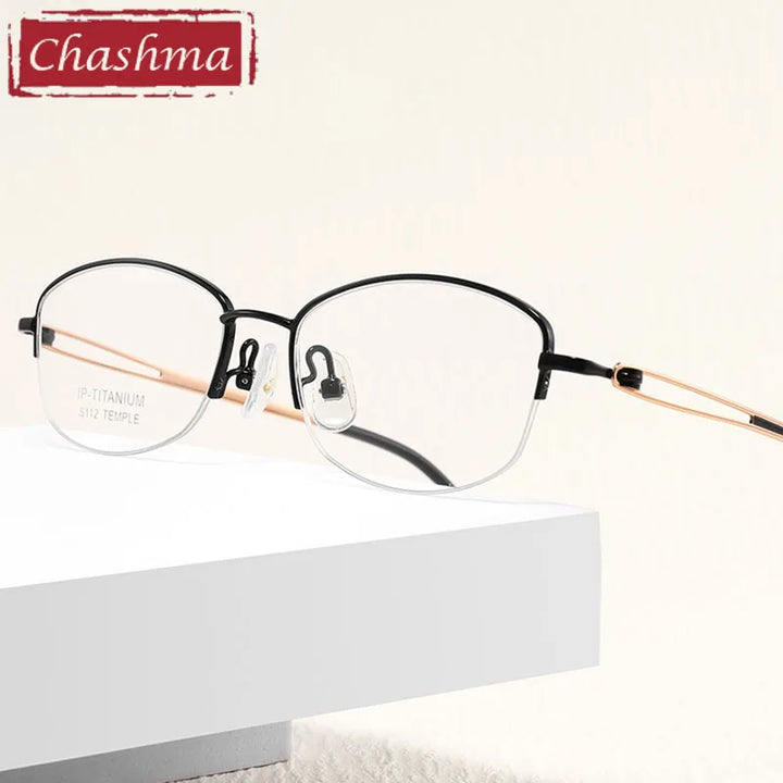 Chashma Women's Semi Rim Oval Square Titanium Eyeglasses 19112 Semi Rim Chashma   