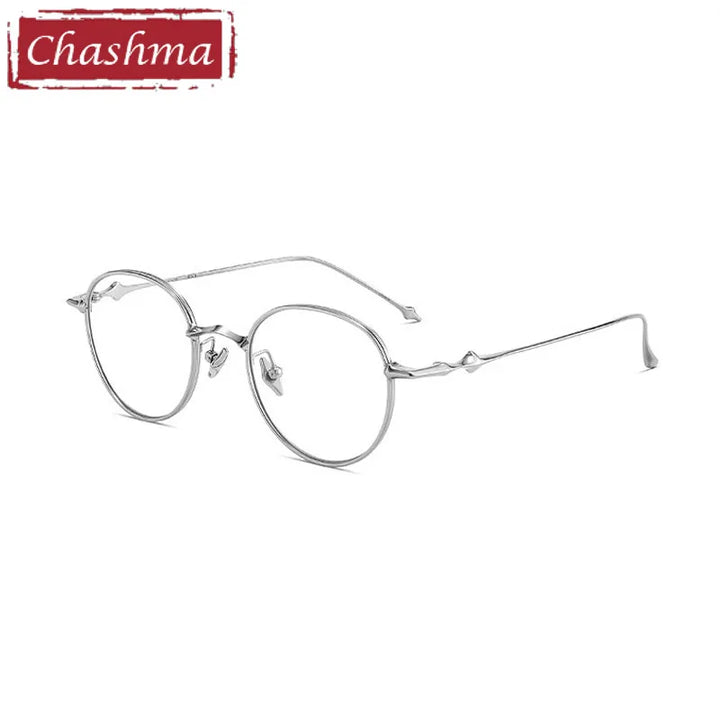 Chashma Unisex Full Rim Oval Titanium Eyeglasses 031 Full Rim Chashma Silver  